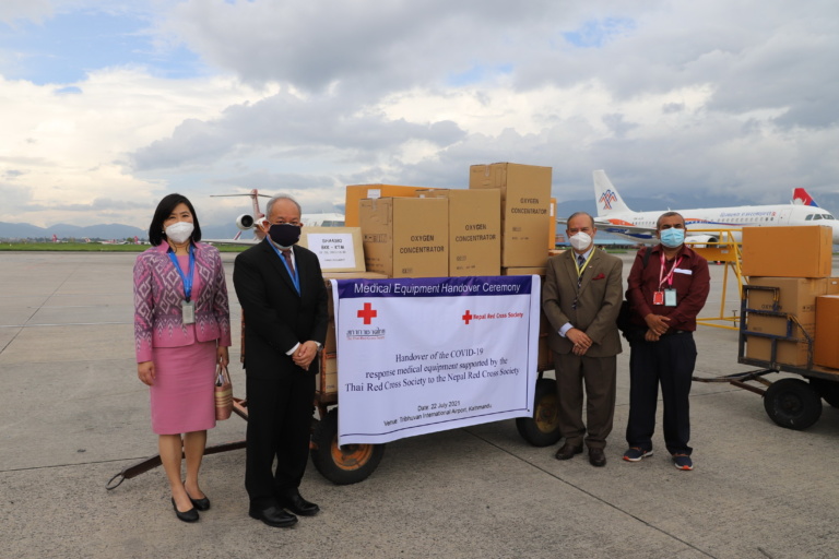 hands over medical supplies from Thai Red Cross Society